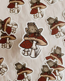 Flora West Design - Mushroom & Frog Vinyl Sticker Vintage Style