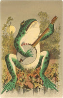 Found Image Press - Postcard AN-62 Frog Playing Banjo in Moonlight