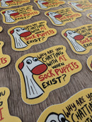 Sadsquatch - AI or Sock Puppet? - Cute Funny Anti-AI Sticker