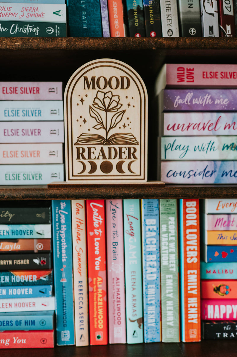 The Bookish Bird Co. - Mood Reader Shelf Sitter w/ Stand: Wood