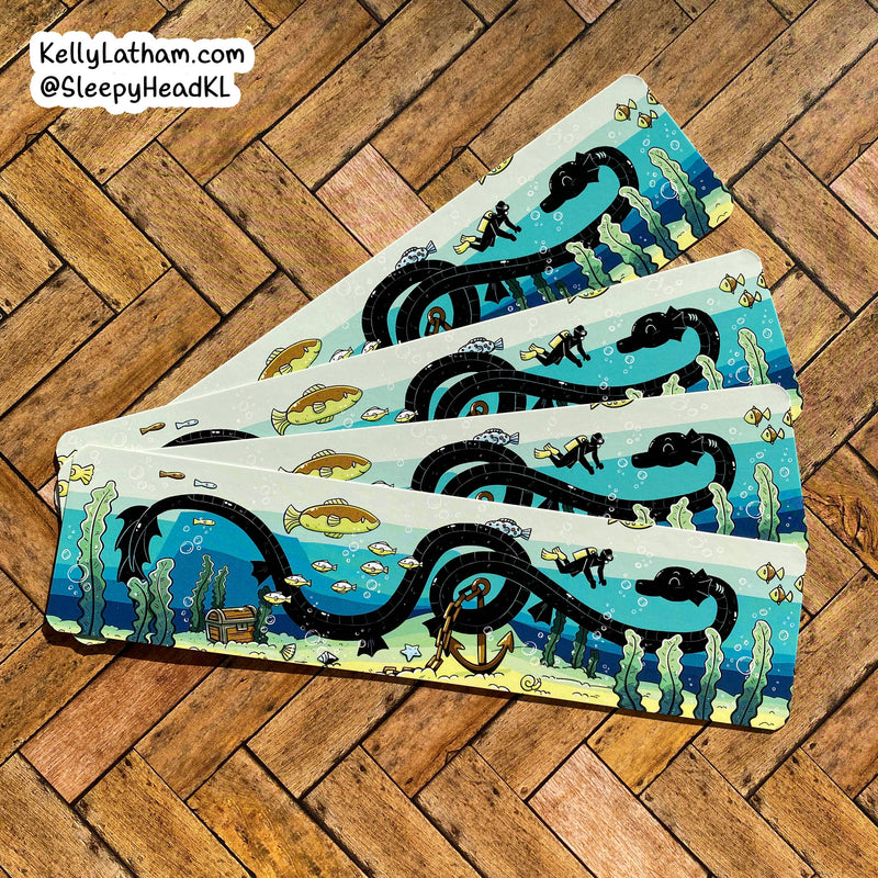Kelly Latham Art - Sea Monster Ocean Myth Bookmark Bookstore Reading Cute Sea