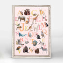 Our Animal Alphabet - Pink by Cathy Walters Framed Canvas