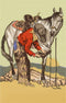 Found Image - CB-210 Cowboy Checking Horse Hoof - Vintage Image, Note Card