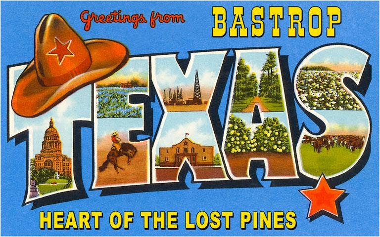 Found Image - TX-768 Greetings from Bastrop, Texas - Vintage Image, Postcard