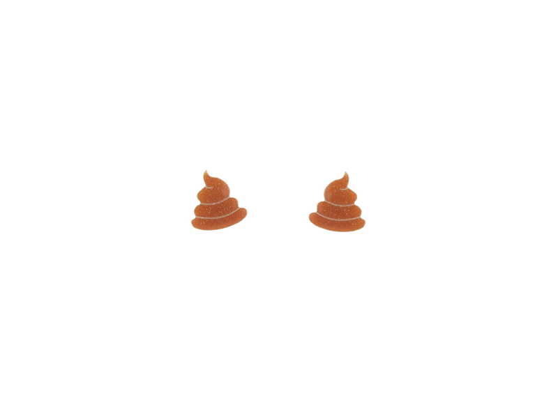 Vinca - Little Poo Pierced Studs - Pearl Bronze