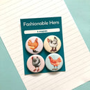 Amélie Legault - art & illustration - Set of 4 hens, chickens, magnets