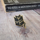 LiteraryEmporium - Reading Cat Mockingbird Book Lover Enamel Pin Badge - Black
