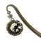 The Divine Iguana - Black Cat on Full Moon Goth Halloween Brass Bookmark