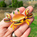 CLEAR STICKER: Cheeseburger Crab