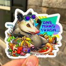 HOLOGRAPHIC STICKER: "One Man's Trash" Opossum in Garbage