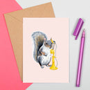 Squirrel card, greeting card, birthday card, phone card