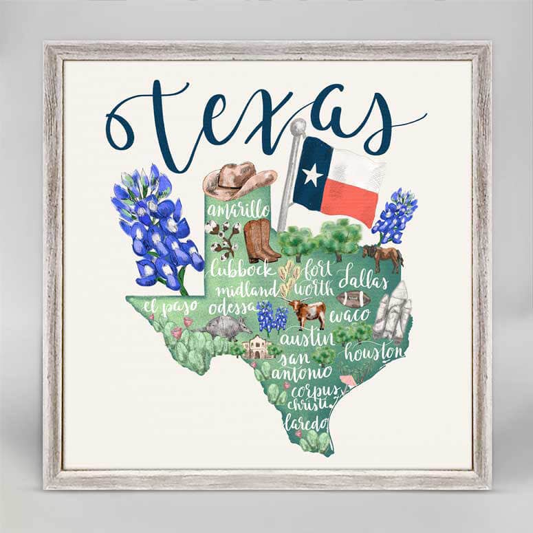 State Map - Texas by Jetty Home Mini Framed Canvas