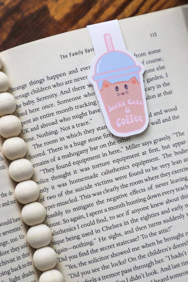 Furever Booked - Books Cats & Coffee Magnetic Bookmark