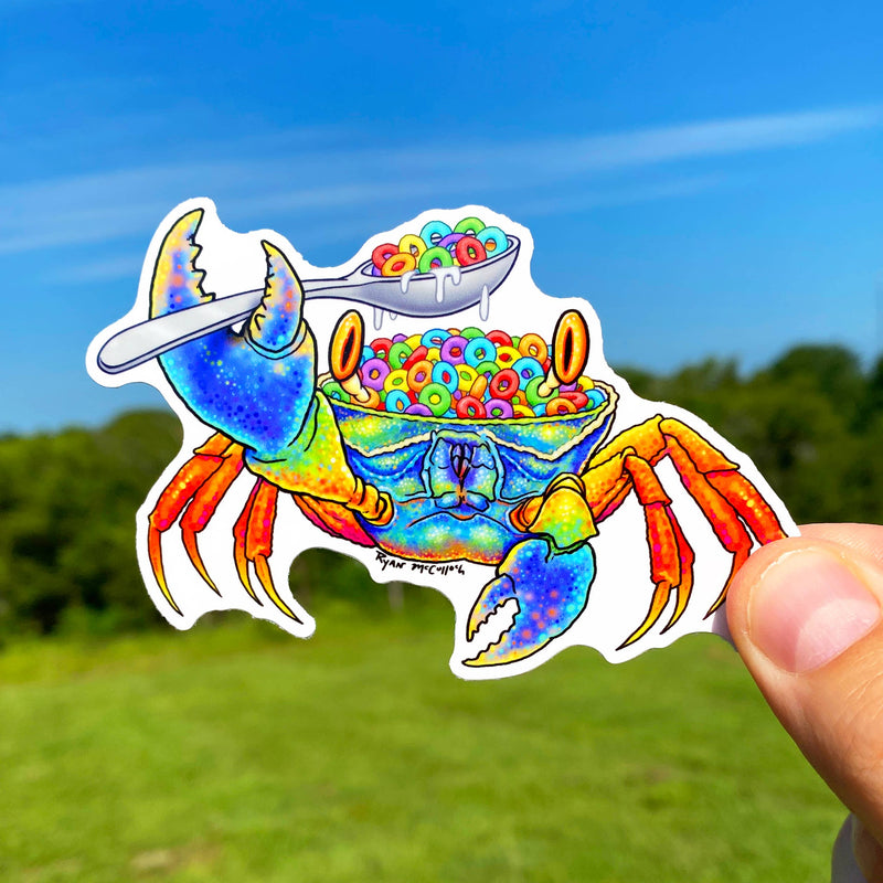 LARGE VINYL STICKER: Fruit Loops Cereal Crab