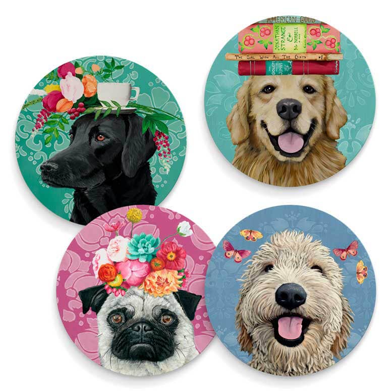 Happy Dogs - Set of 4 by Heather Gauthier Art Coasters