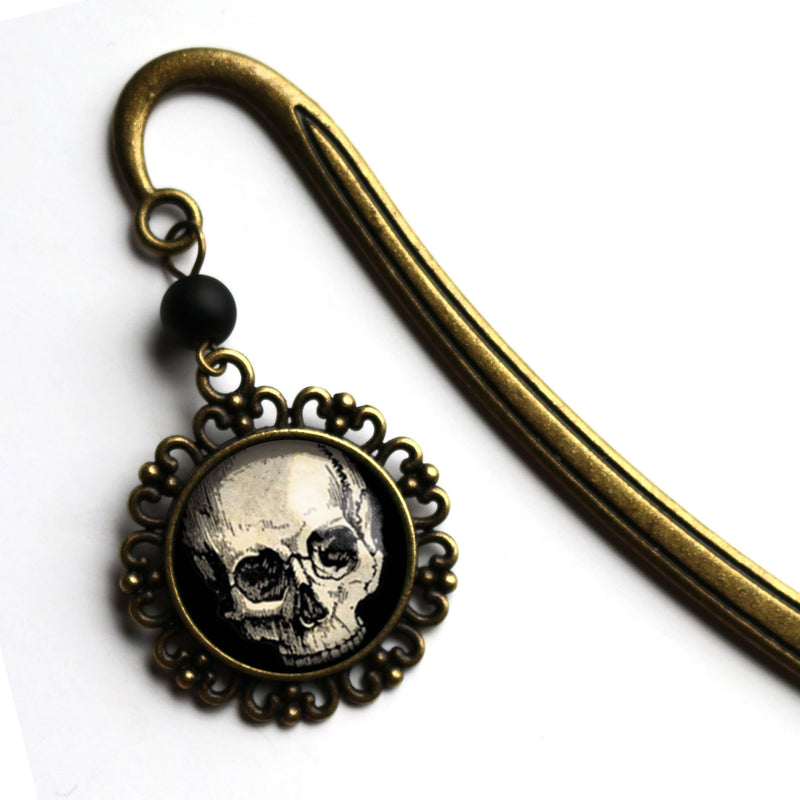 Human Skull Day of the Dead or Halloween Brass Bookmark
