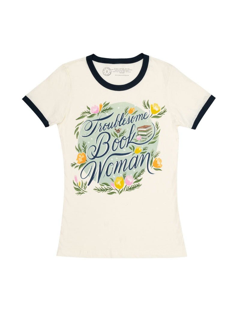 Troublesome Book Woman Women's Ringer T-Shirt