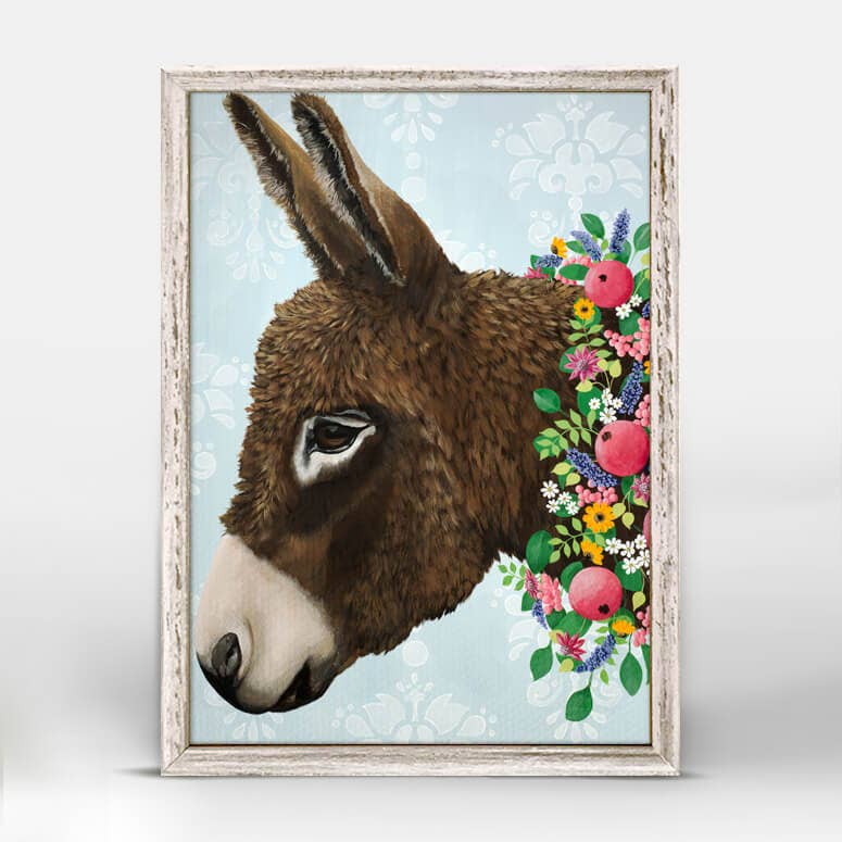 Donkey Next Door by Heather Gauthier Art Mini Framed Canvas