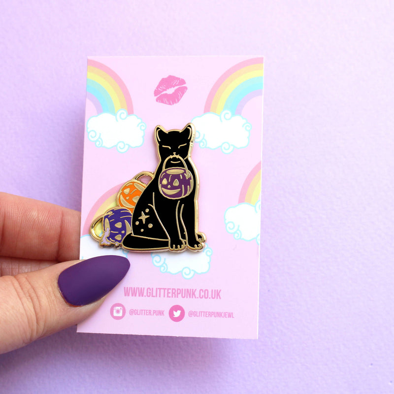Glitter Punk - Trick or Treat Cat Enamel Pin  - Halloween Collection