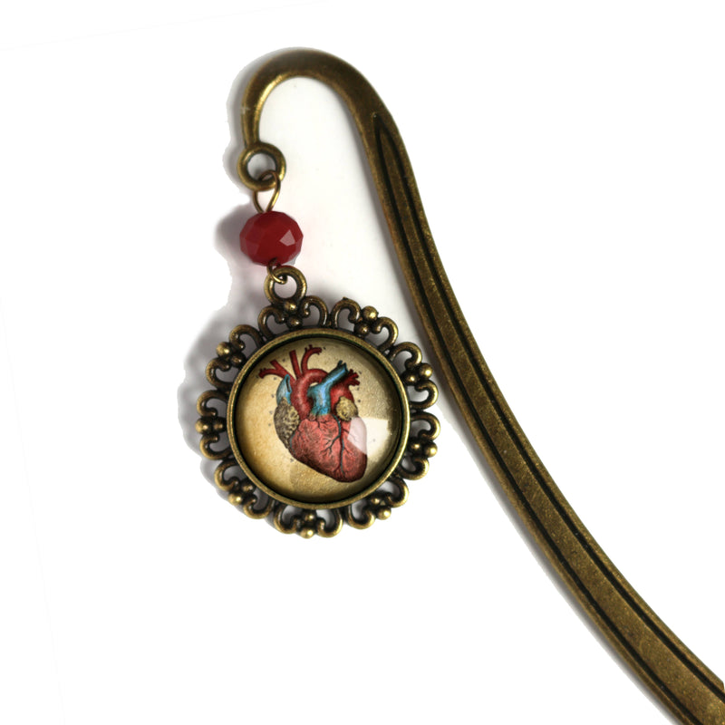 Anatomical Heart Goth Valentine's Day  Brass Bookmark