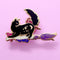 Glitter Punk - Broomstick Cat Enamel Pin  - Halloween Collection