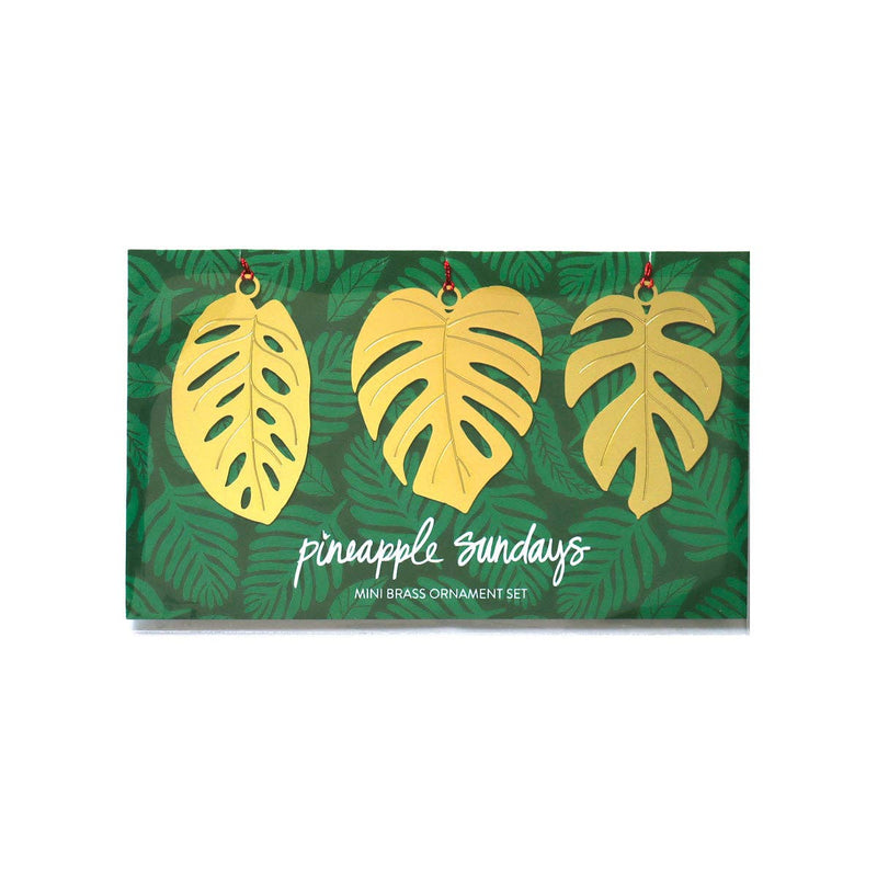 Pineapple Sundays Design Studio - Monstera Mini Brass Ornament Set