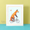 Fox Art Print, Fox Riding a Bicycle wall wart, illustration