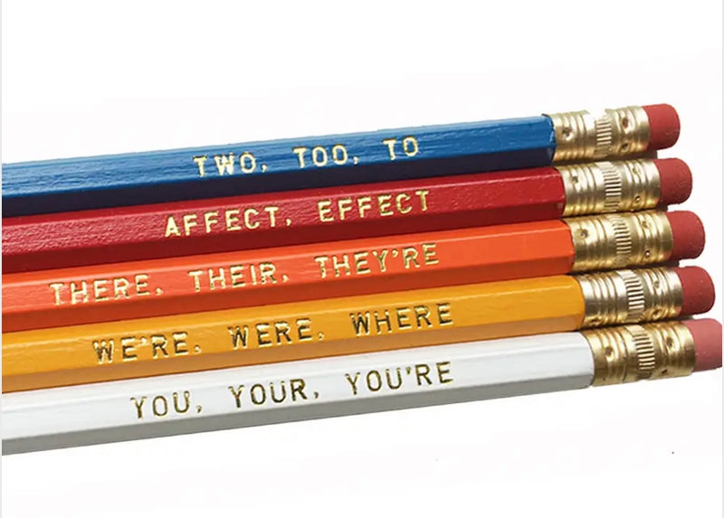 Set of 5 Colorful Grammar Pencils